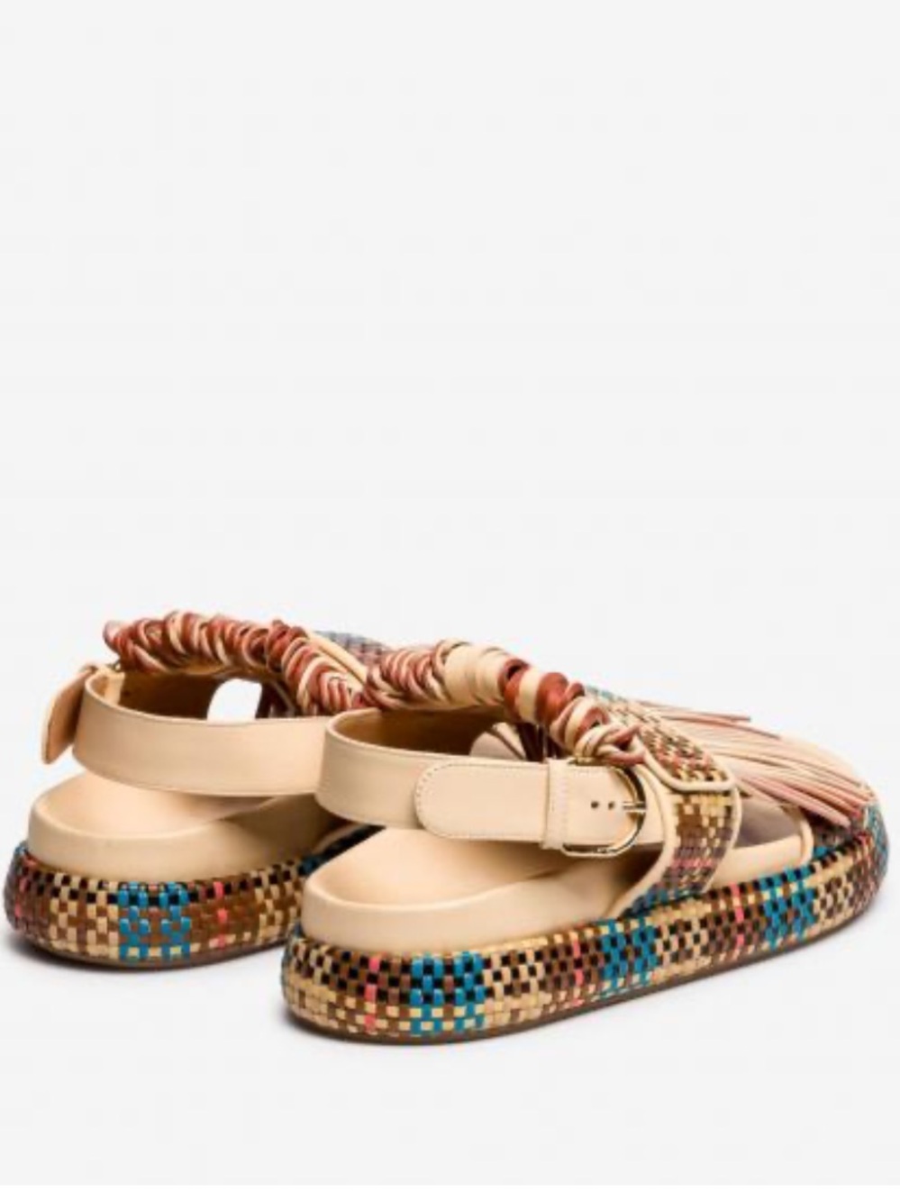 ULLA JOHNSON Fringed Woven Leather Sandals - Picture 4 of 13